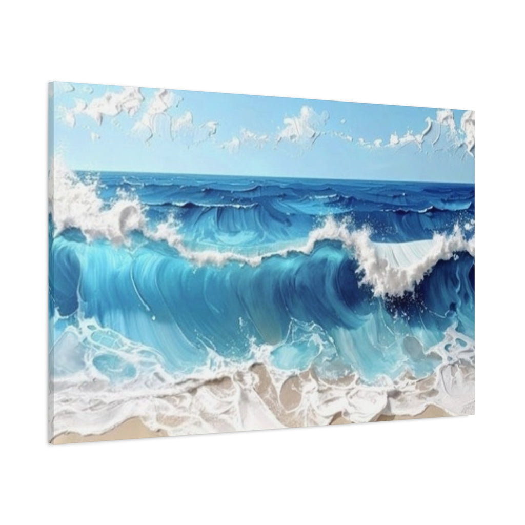 Ocean Waves Matte Canvas Wall Art — Blue Seascape Stretched Canvas