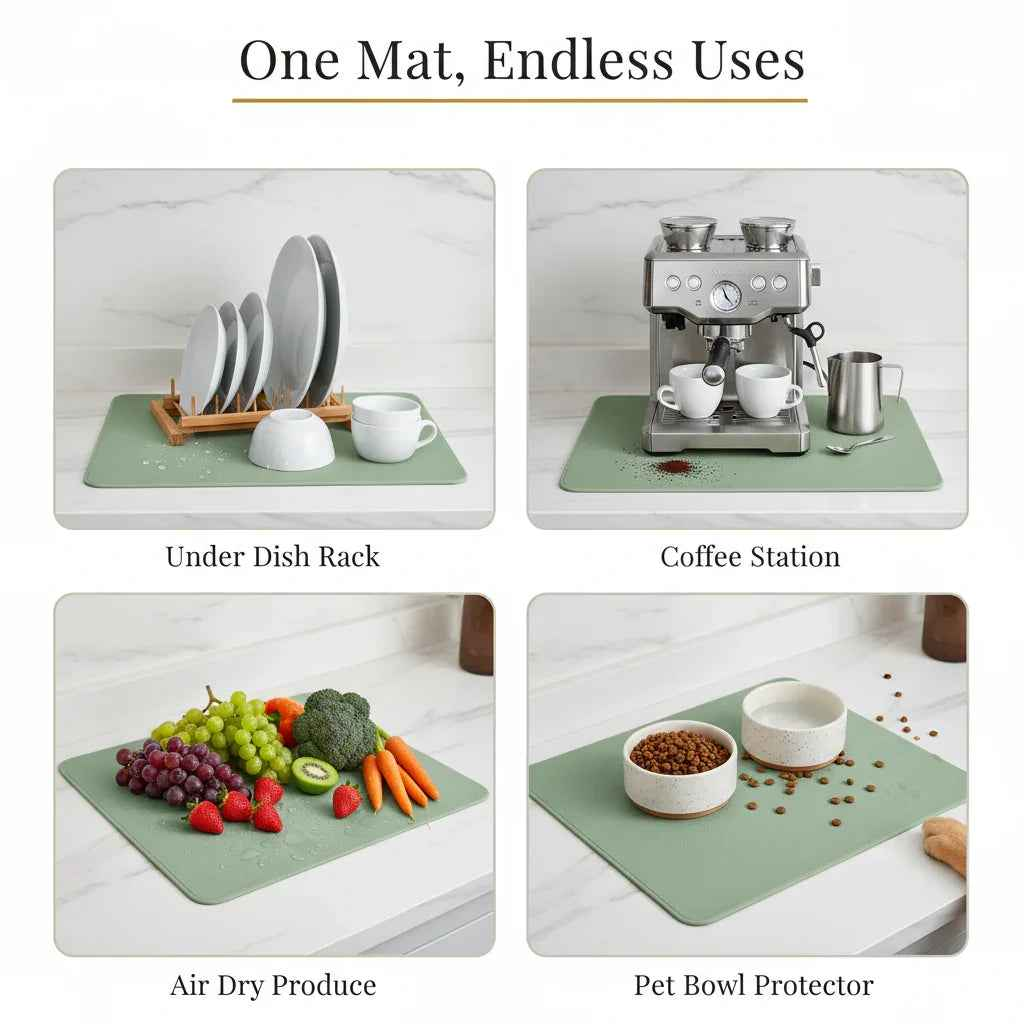 Strabella Coffee Bar Mat - Super Absorbent Coffee Mat, Quick Dry, Non-Slip in Dark Gray