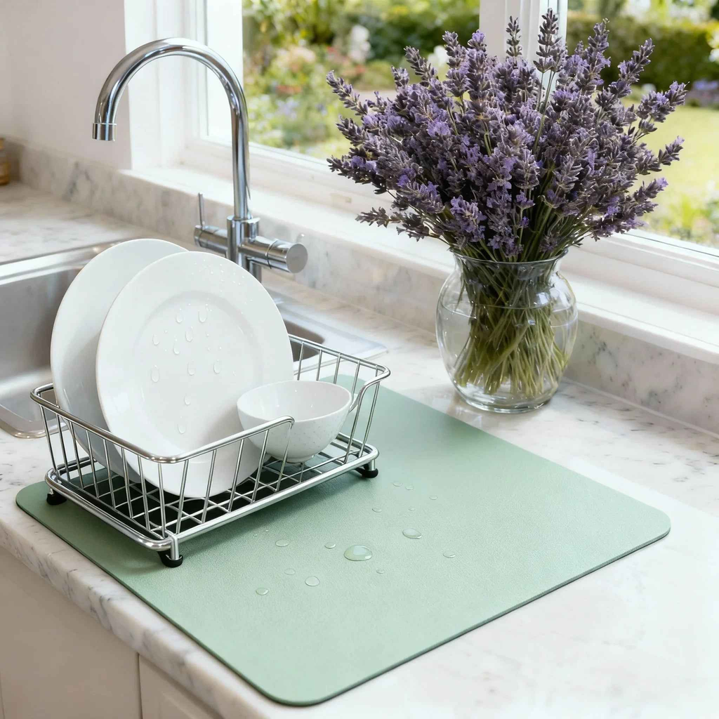 Strabella Coffee Bar Mat - Super Absorbent Coffee Mat, Quick Dry, Non-Slip in Dark Gray