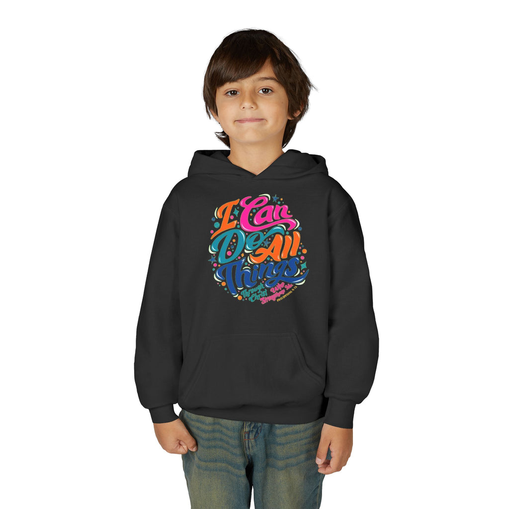 Youth Hoodie — "I Can Do All Things" Inspirational Christian Sweatshirt