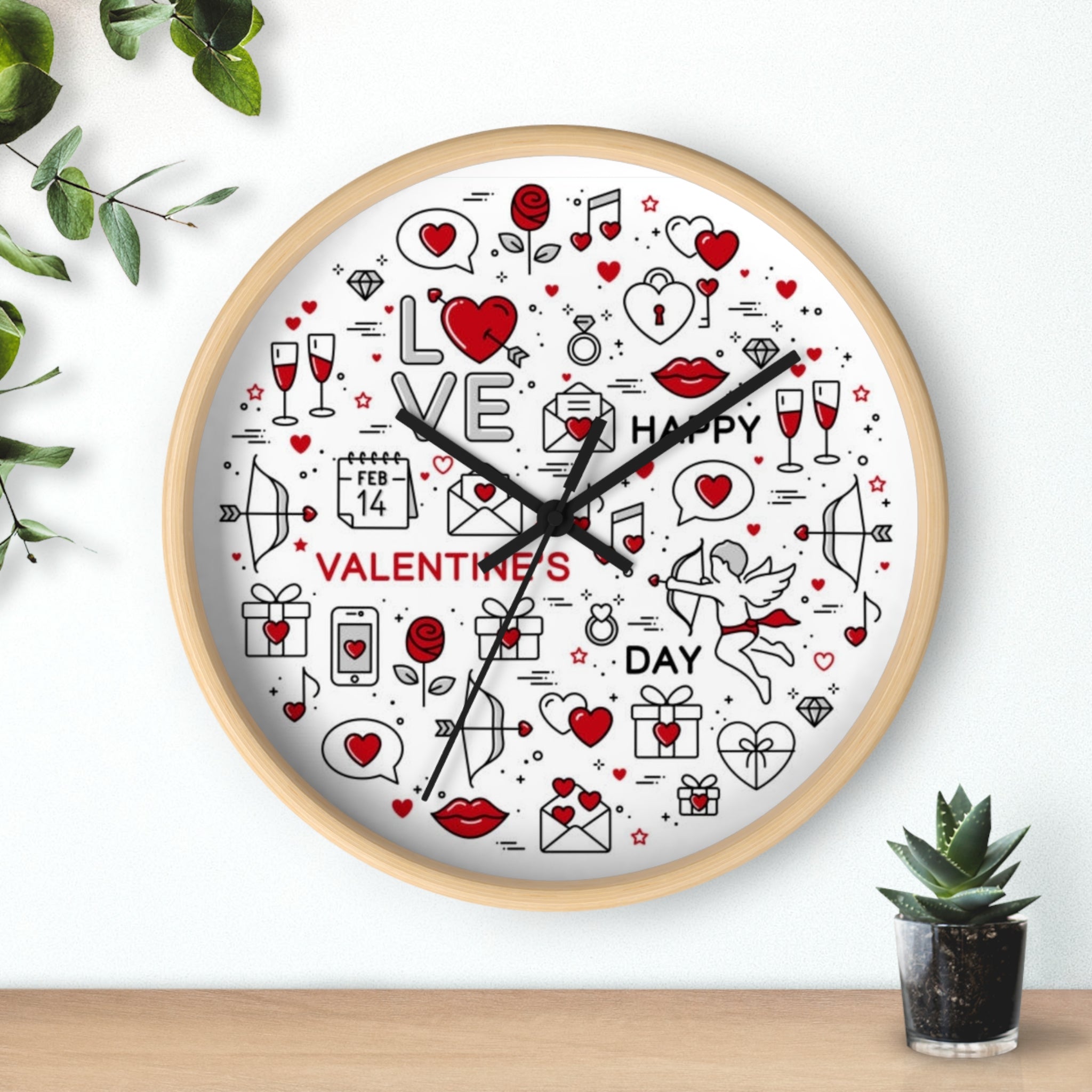 Valentine's Day Wall Clock — Love Icons Decorative Clock