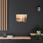 Canvas Wall Art - Misty Pine Forest Sunrise Matte Stretched Canvas