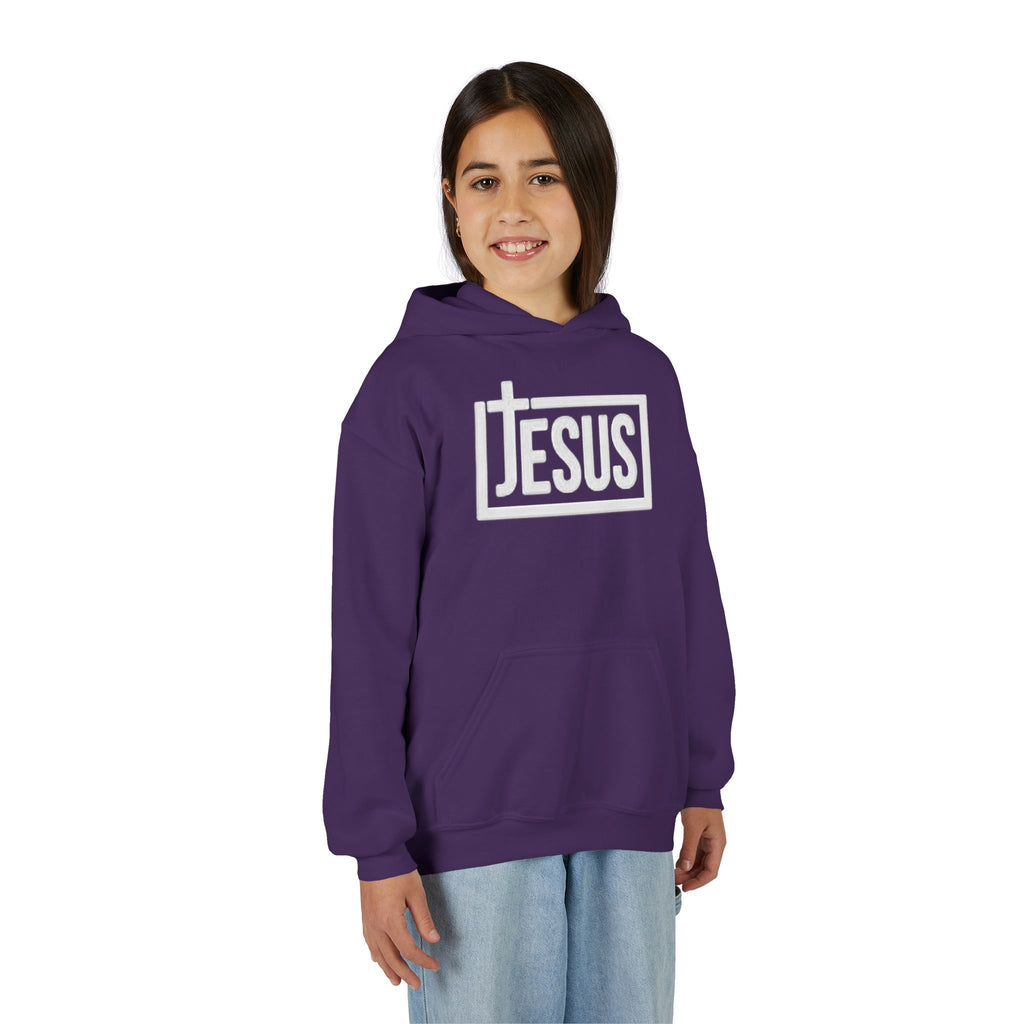 Youth Jesus Hoodie — Christian Faith Pullover with Cross Logo