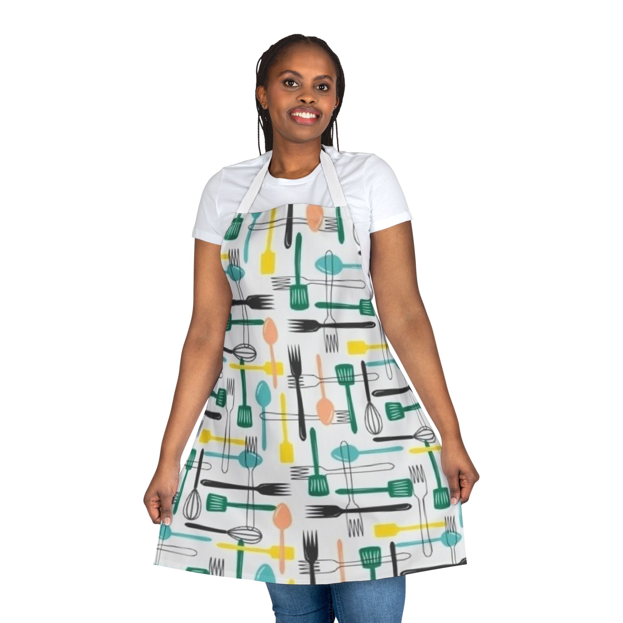 Kitchen Utensil Pattern Apron — Colorful Retro Cooking Apron