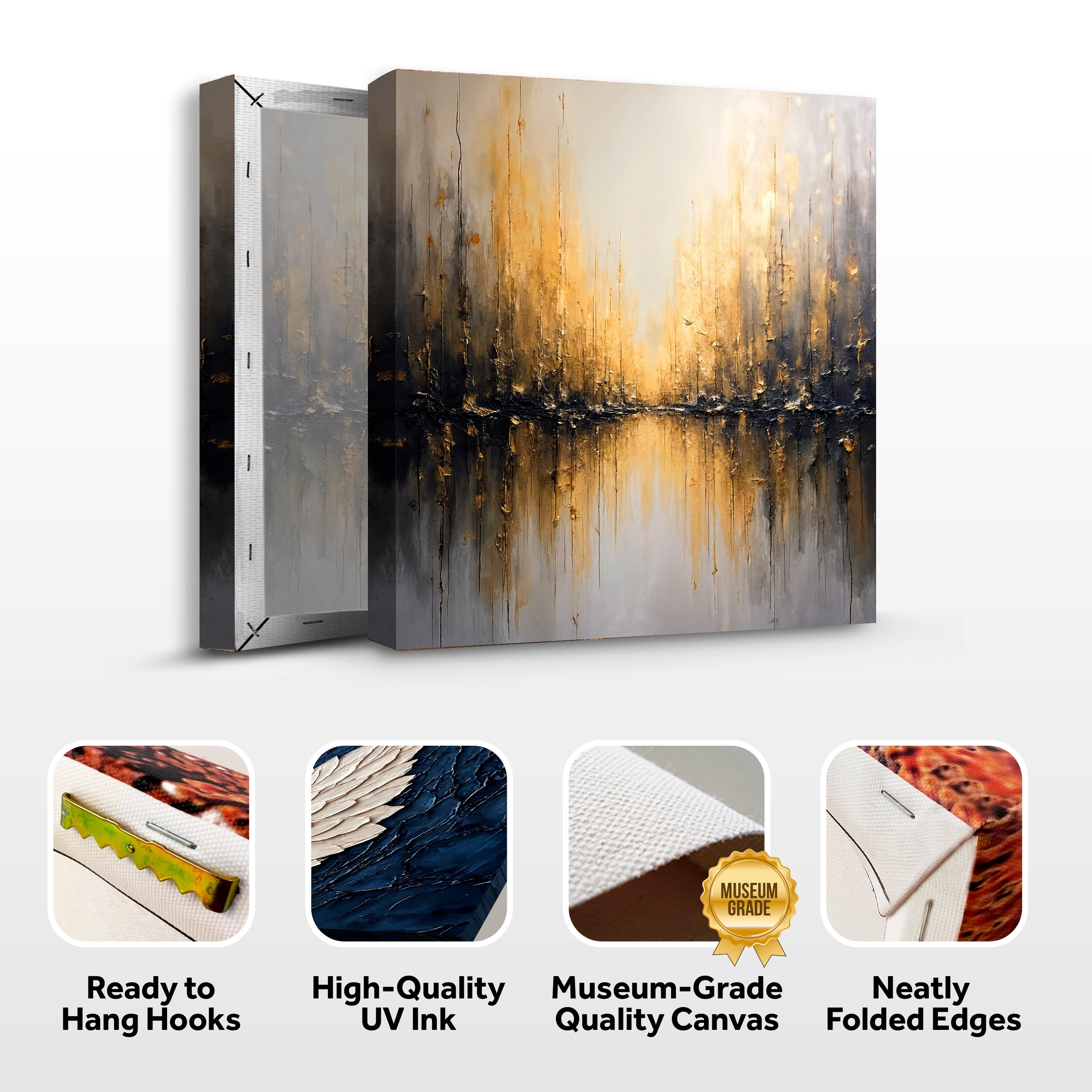 Golden Reflections Abstract Wall Art