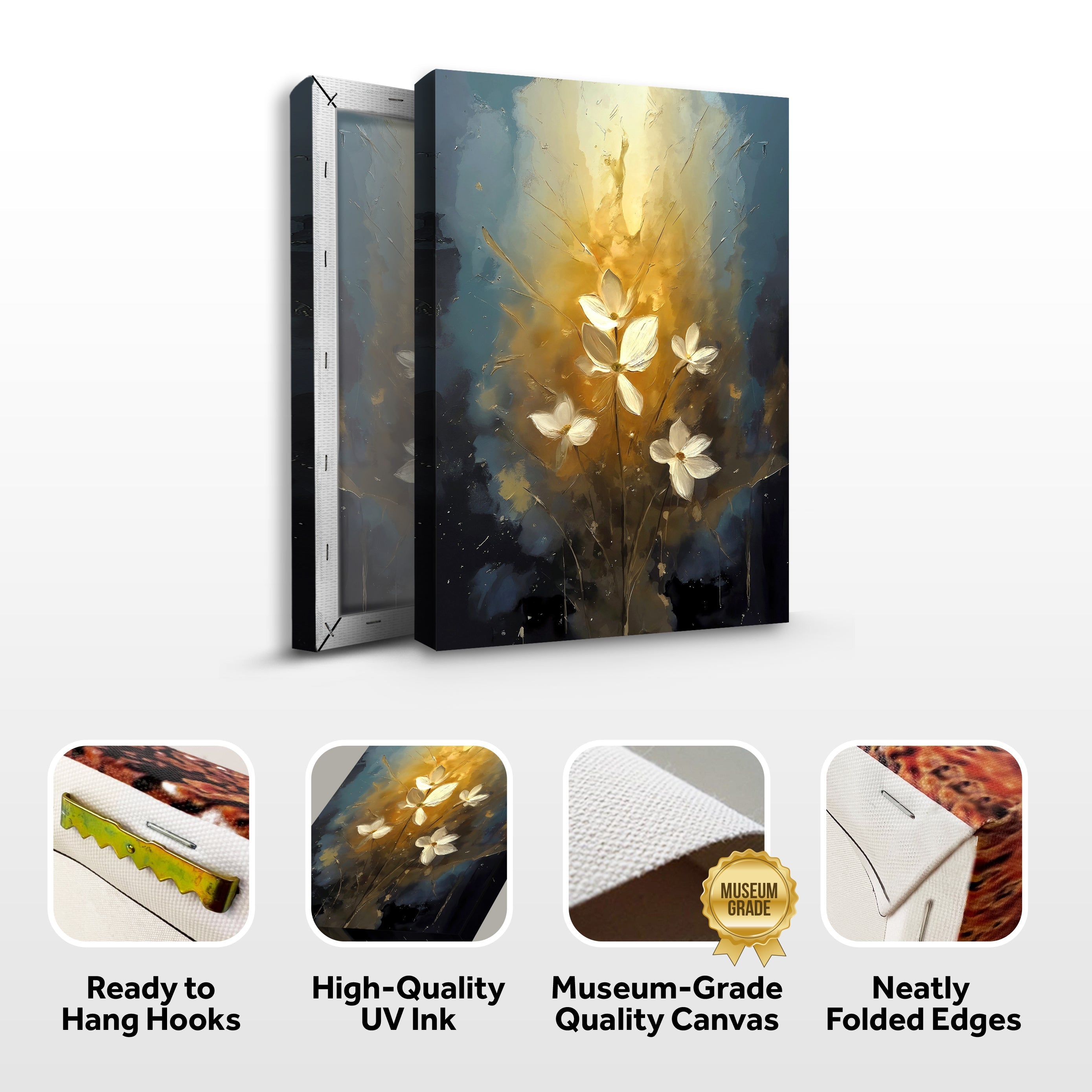 Golden Glow Elegant Flower Wall Art
