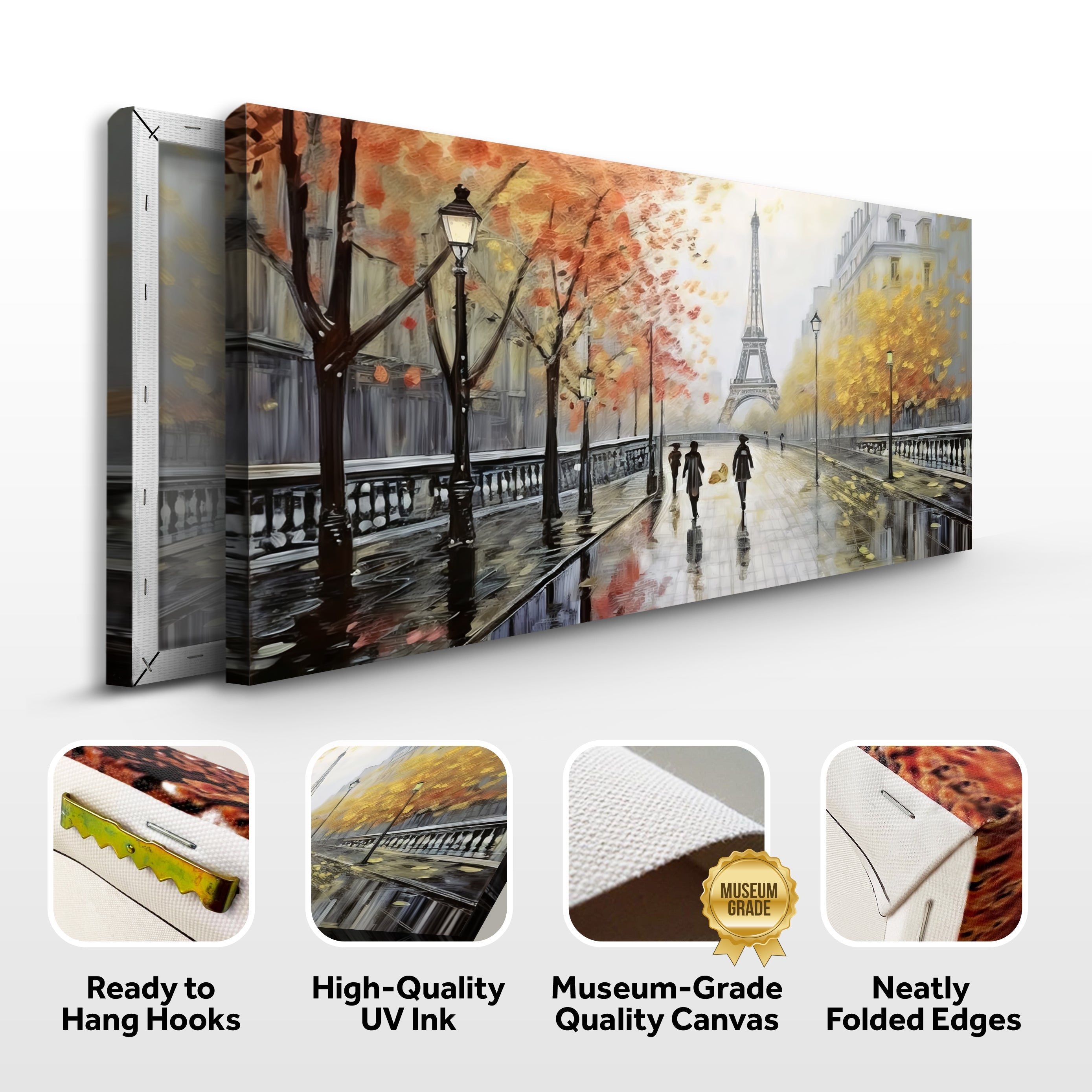 Parisian Rain Cityscape Impasto Wall Art