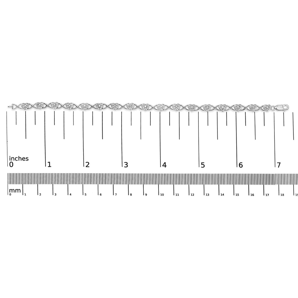 .925 Sterling Silver Diamond Accent Heart Link Bracelet (I-J Color, I3 Clarity) - 7.25"-4