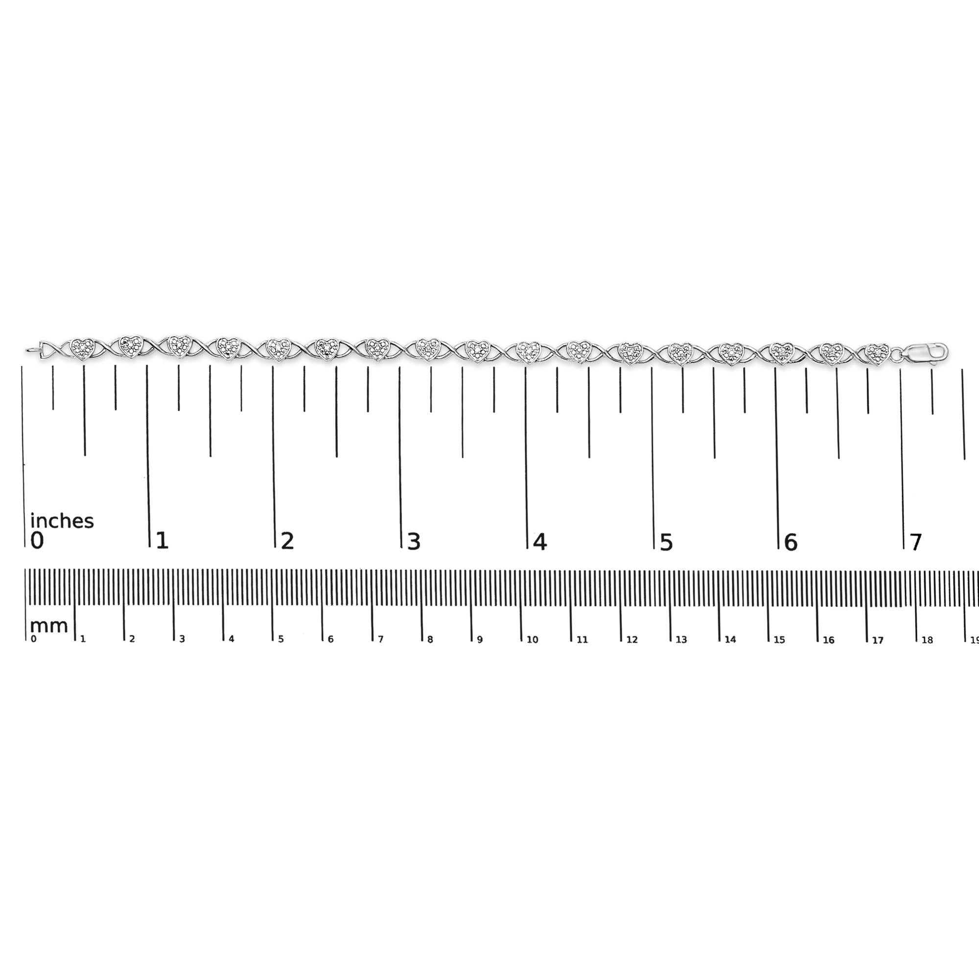 .925 Sterling Silver Diamond Accent Heart Link Bracelet (I-J Color, I3 Clarity) - 7.25"-4