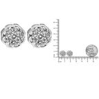 .925 Sterling Silver 1/2 Cttw Round Diamond Cluster Openwork Floral Halo Stud Earrings (I1-I2 Clarity, I-J Color)-4