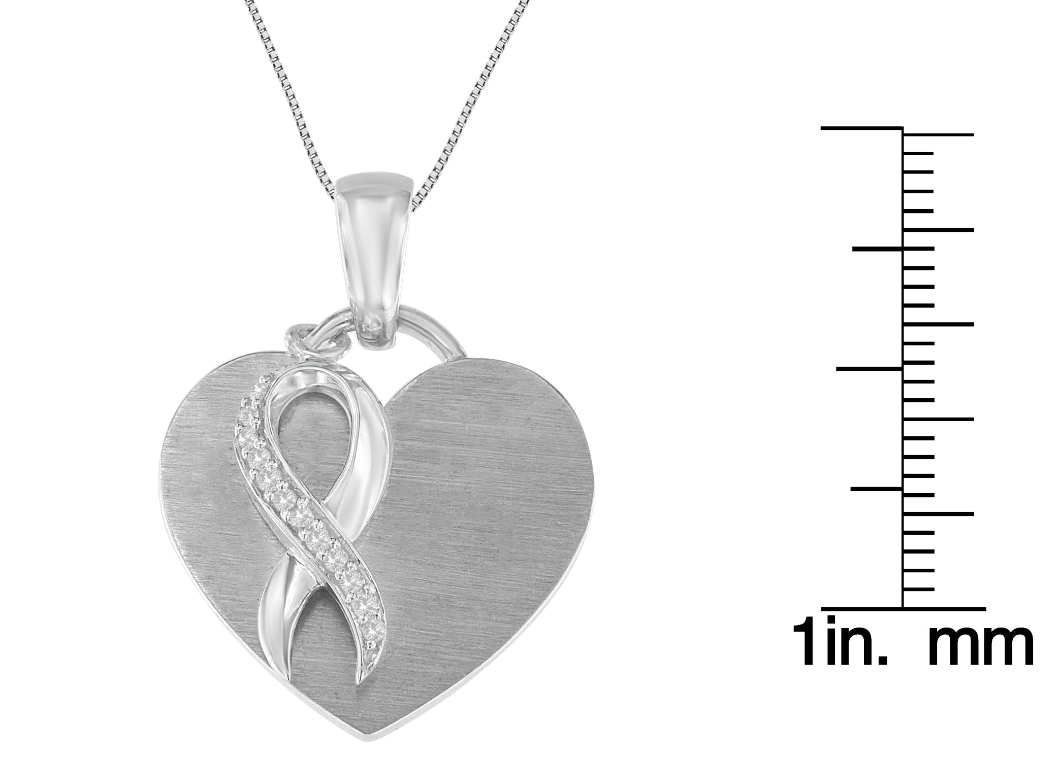 .925 Sterling Silver 1/10 cttw Diamond Heart Pendant Necklace (H-I, I1-I2)-4