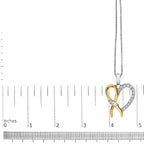10K Yellow Gold Plated .925 Sterling Silver 1/5 Cttw Diamond Ribbon Heart Pendant Necklace (H-I Color, I2-I3 Clarity) - 18"-4