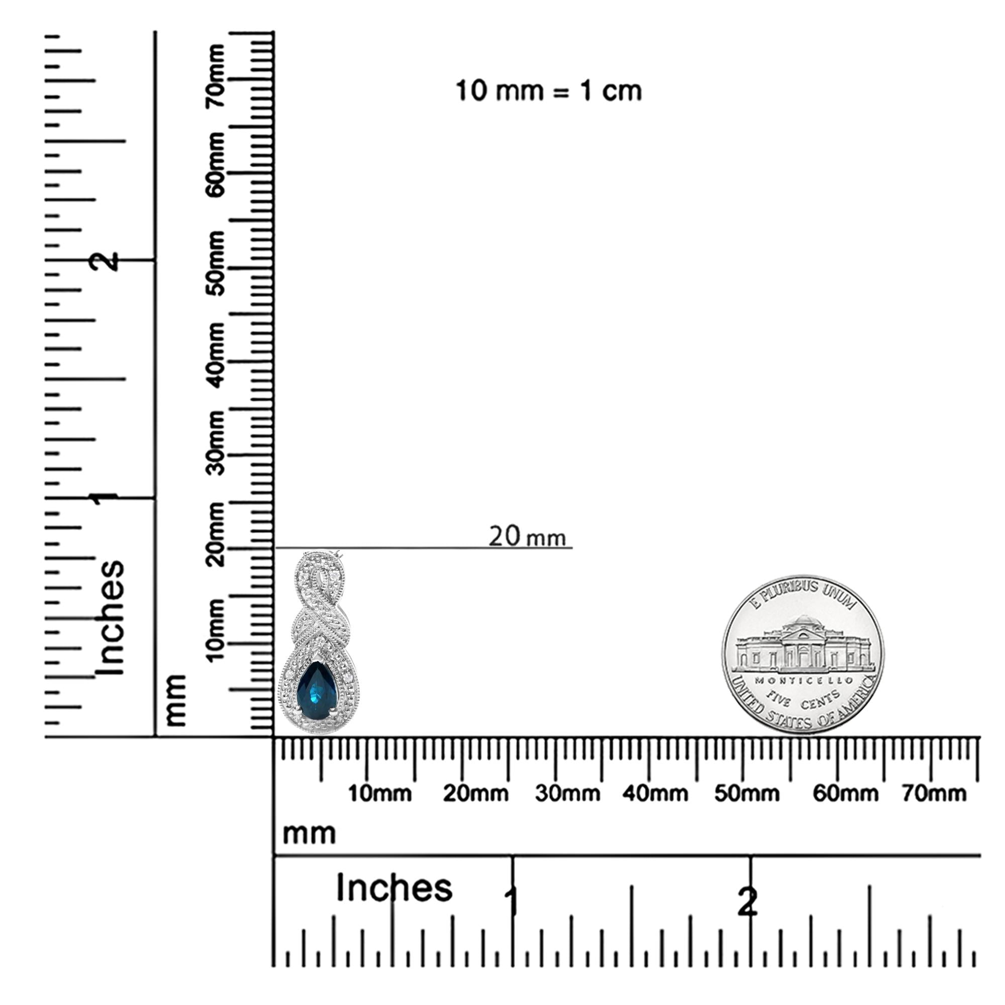 .925 Sterling Silver 6x4mm Pear Sapphire and Diamond Accent Infinity Drop 18" Pendant Necklace (H-I Color, SI1-SI2 Clarity)-4