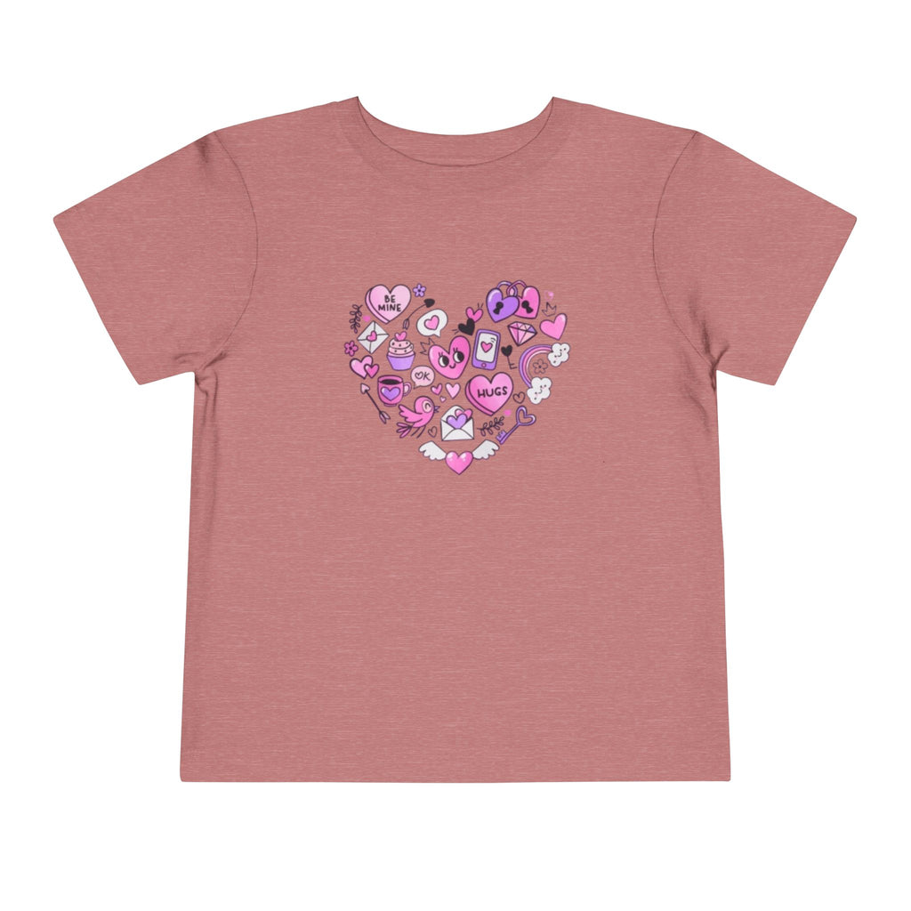 Toddler Tee — Pink Heart Doodle Design (Love, Kisses & Cute Icons)