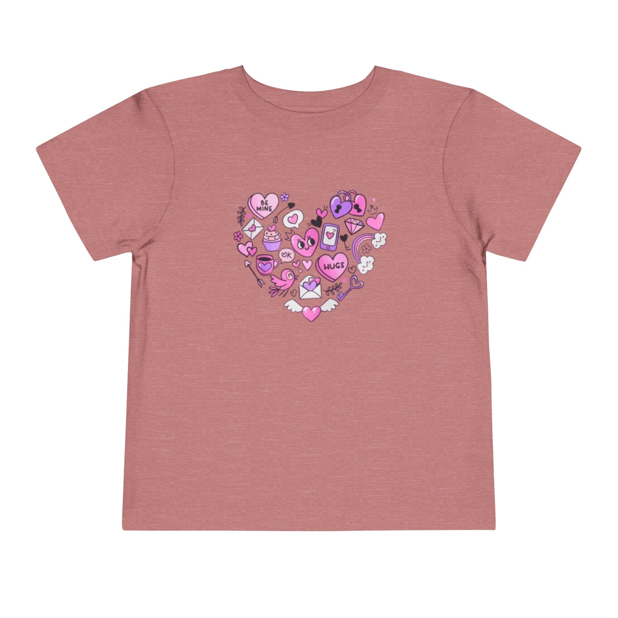 Toddler Tee — Pink Heart Doodle Design (Love, Kisses & Cute Icons)