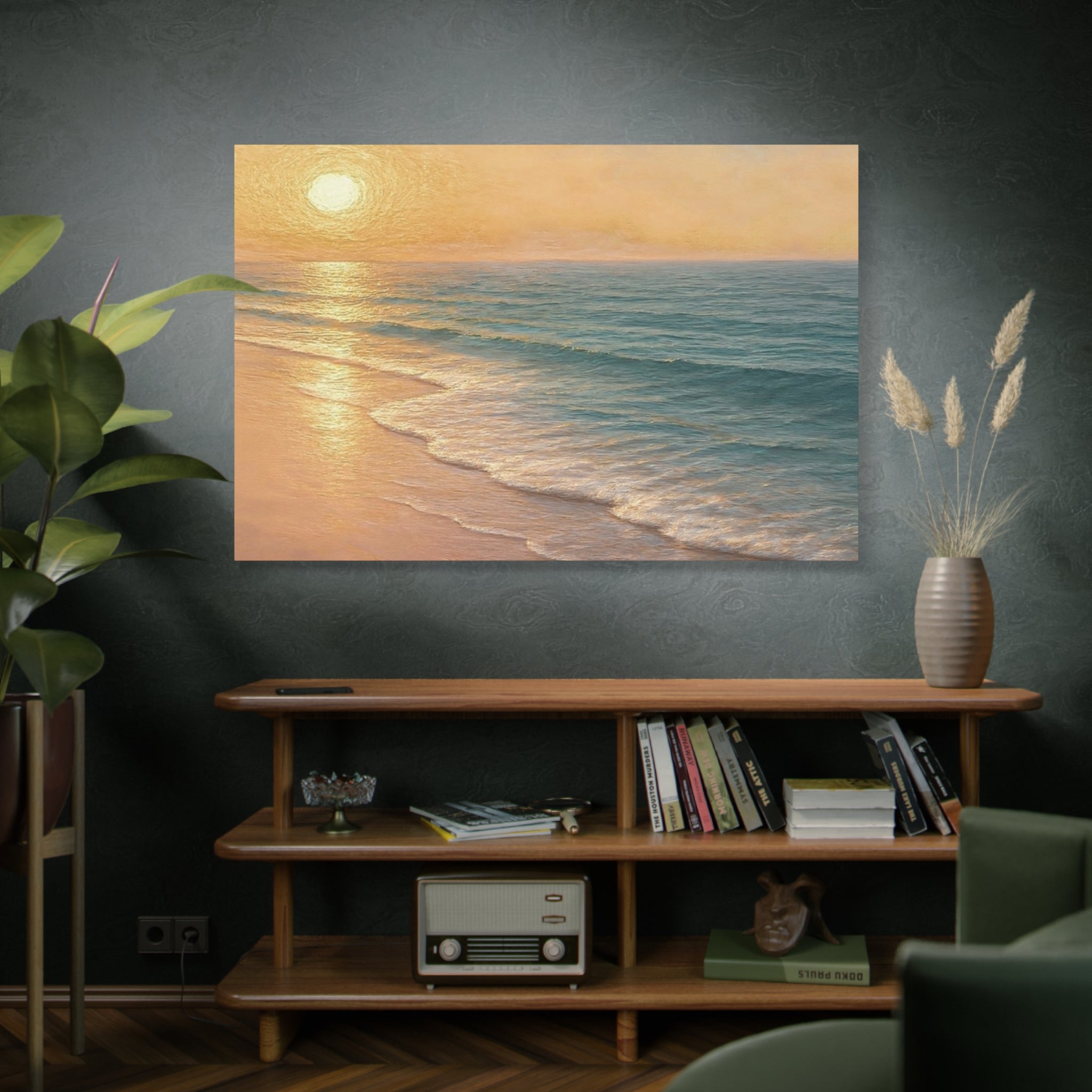 Sunset Beach Canvas Print — Seaside Wall Art Matte Stretched 1.25"
