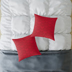 Red Heart Pattern Pillow - Valentine Decorative Square Throw Pillow