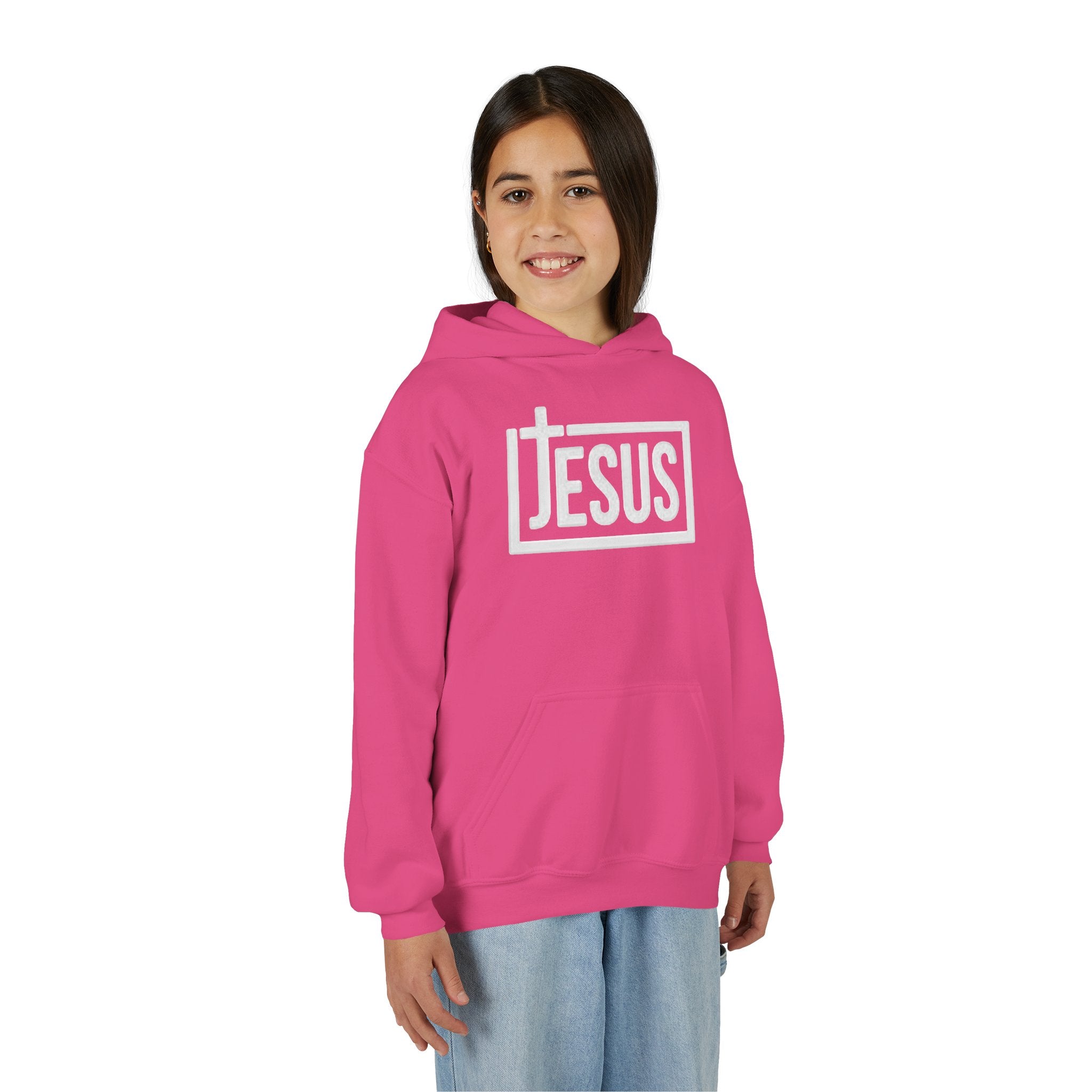Youth Jesus Hoodie — Christian Faith Pullover with Cross Logo