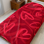 Plush Blanket — Red Heart Doodle Velveteen Throw (Valentine’s Day Gift)