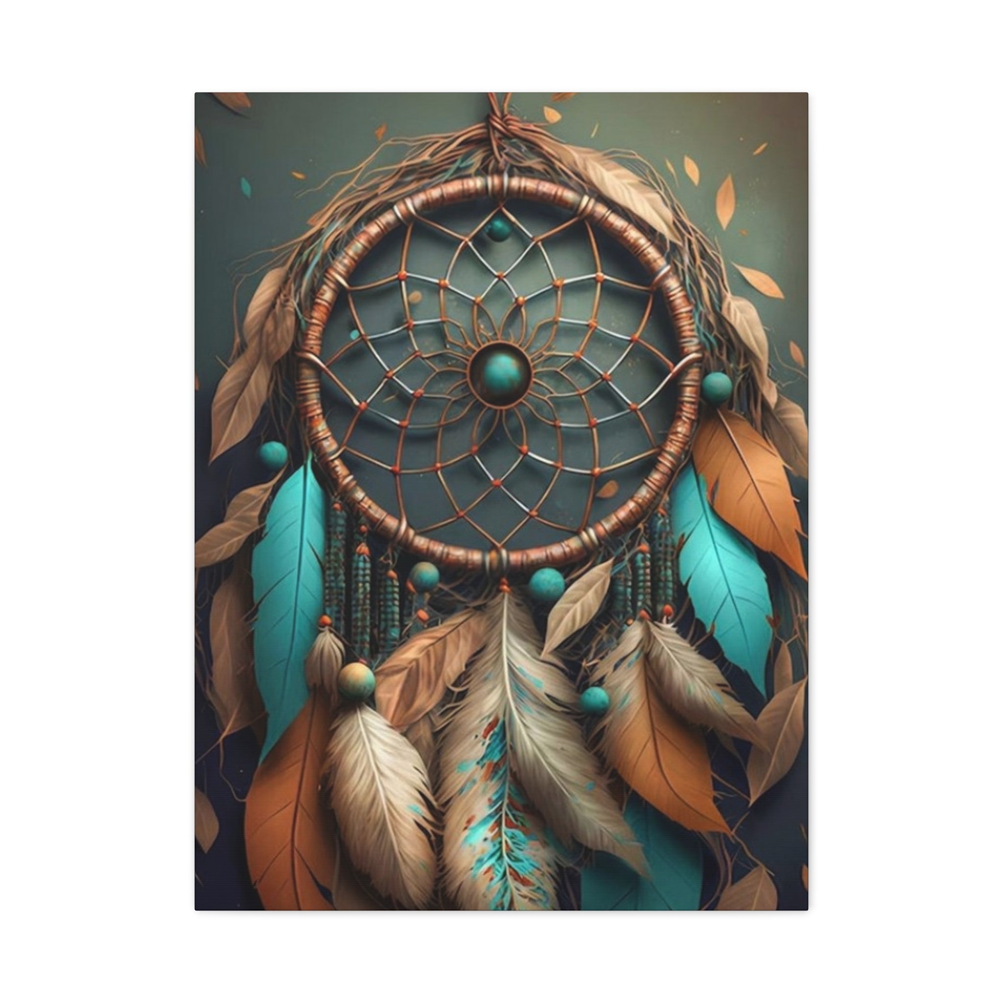 Dreamcatcher Wall Canvas – Boho Feather Art Print