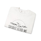 Spirit Lead Me Crewneck Sweatshirt — Minimal Sunrise Mountain Christian Prayer Pullover
