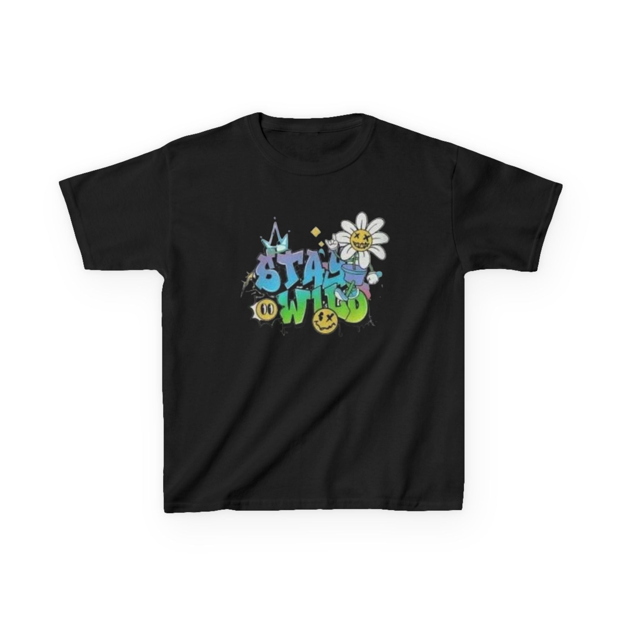 Kids Tee — "Stay Wild" Graffiti Daisy Graphic
