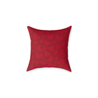 Red Heart Pattern Square Pillow - Valentine Decorative Throw Cushion