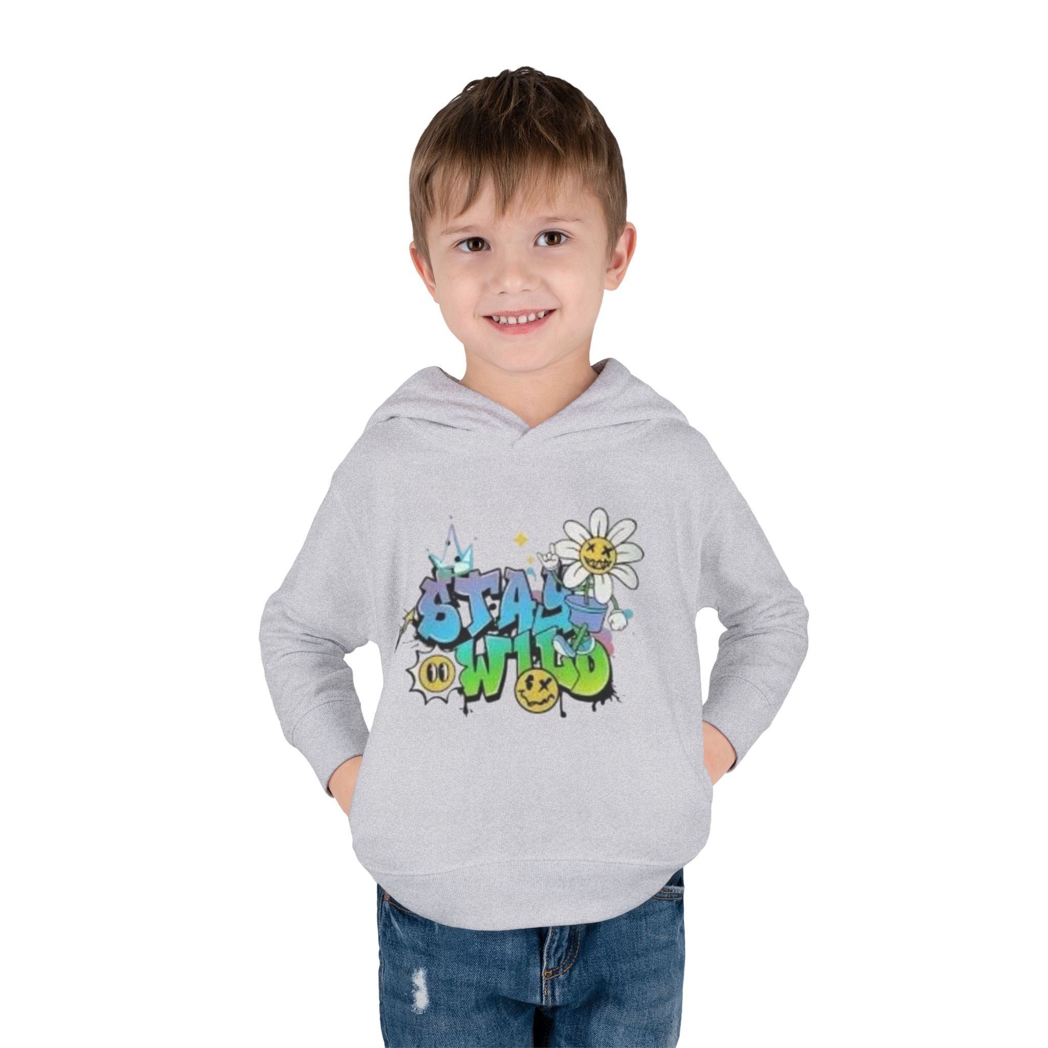 Toddler Hoodie — 'Stay Wild' Graffiti Daisy Pullover