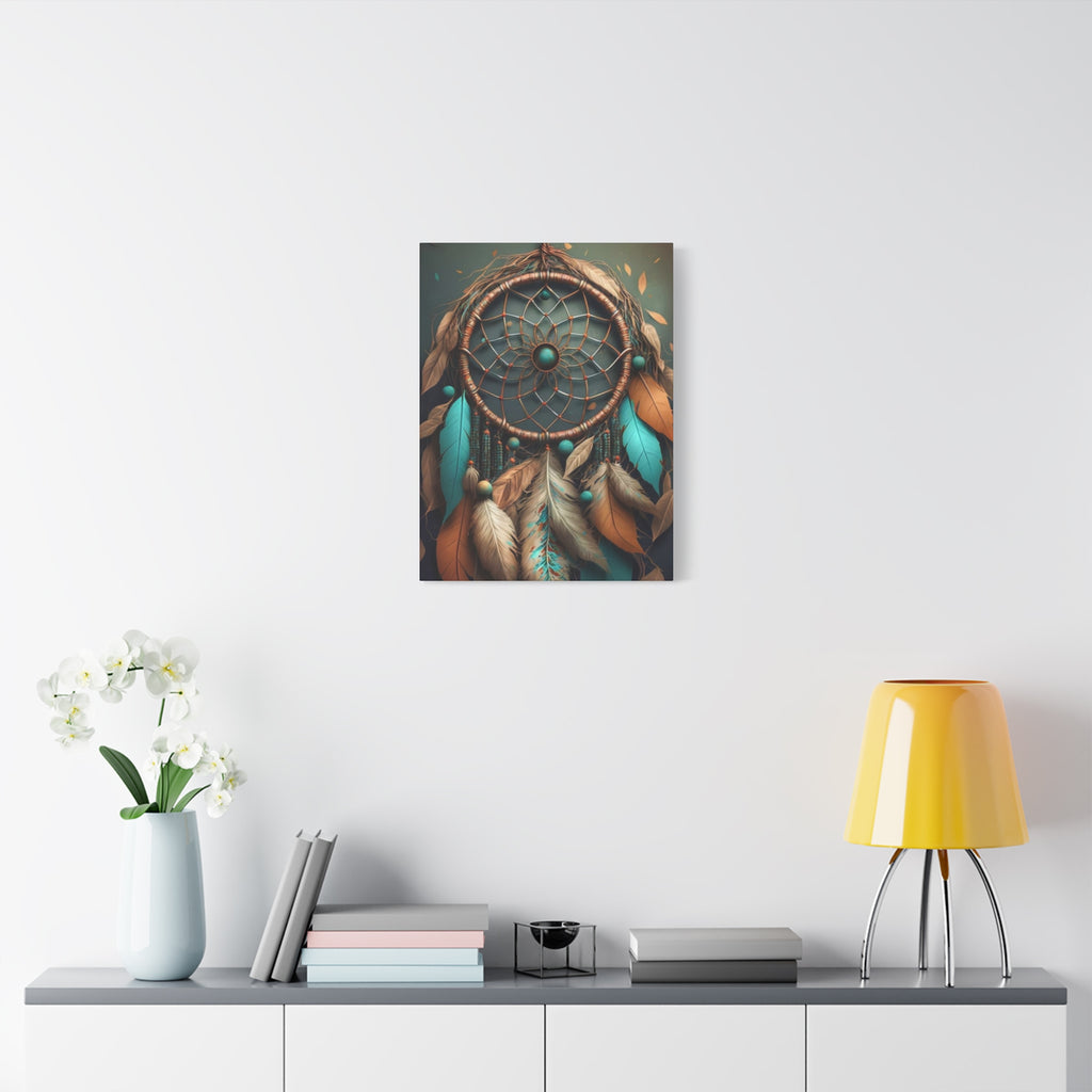 Dreamcatcher Wall Canvas – Boho Feather Art Print