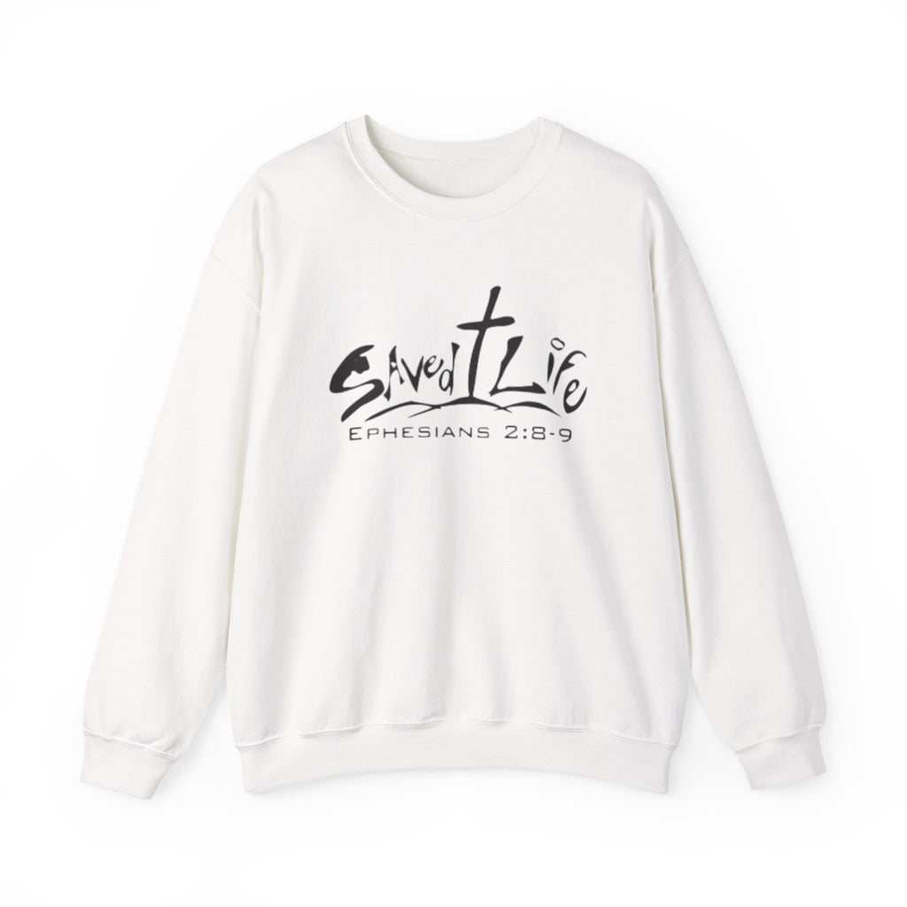 Christian 'Saved Life' Crewneck Sweatshirt — Ephesians 2:8-9 Faith Pullover
