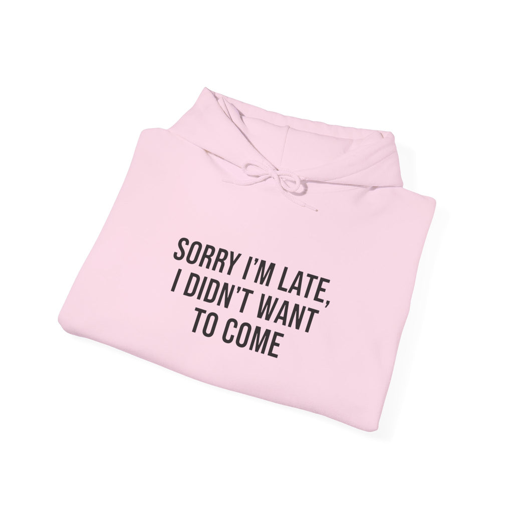 Sorry I'm Late I Didn't Want To Come Hoodie | Sarcastic Self-Image Humor, Introvert Quote