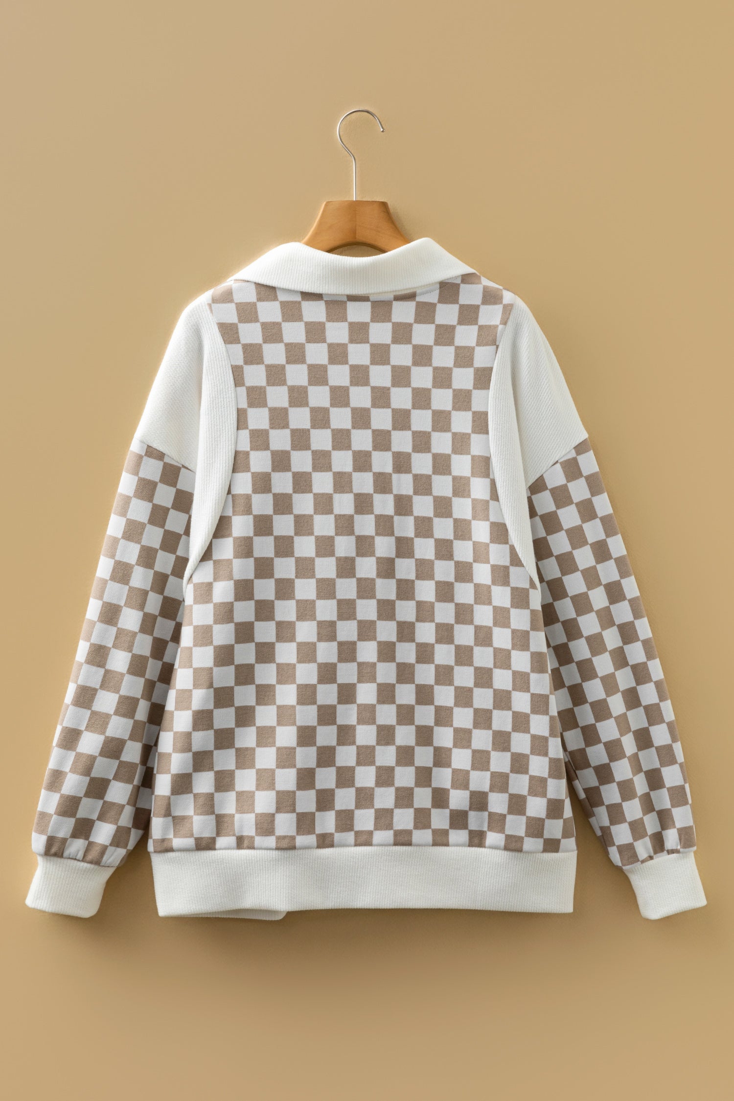 Tan Checkered Sweatshirt