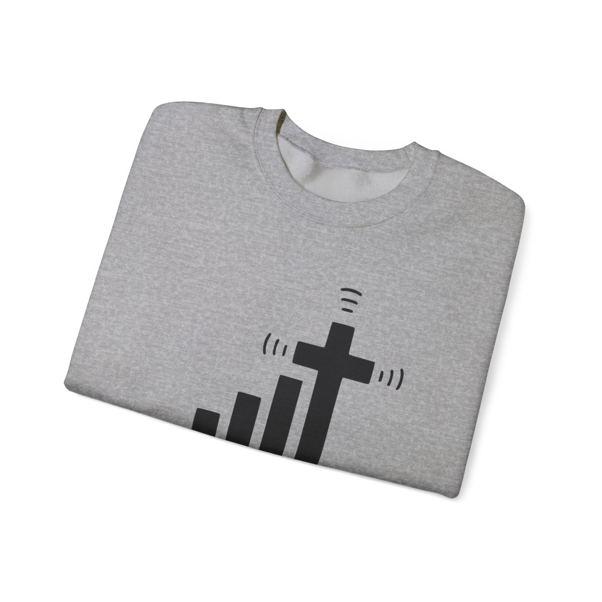 Crewneck Sweatshirt — "Get Connected" Cross Signal Christian Faith Pullover