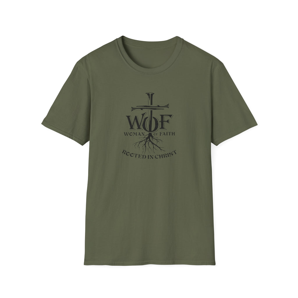 Faith T-Shirt - "WOF Woman of Faith Rooted in Christ" Christian Tee