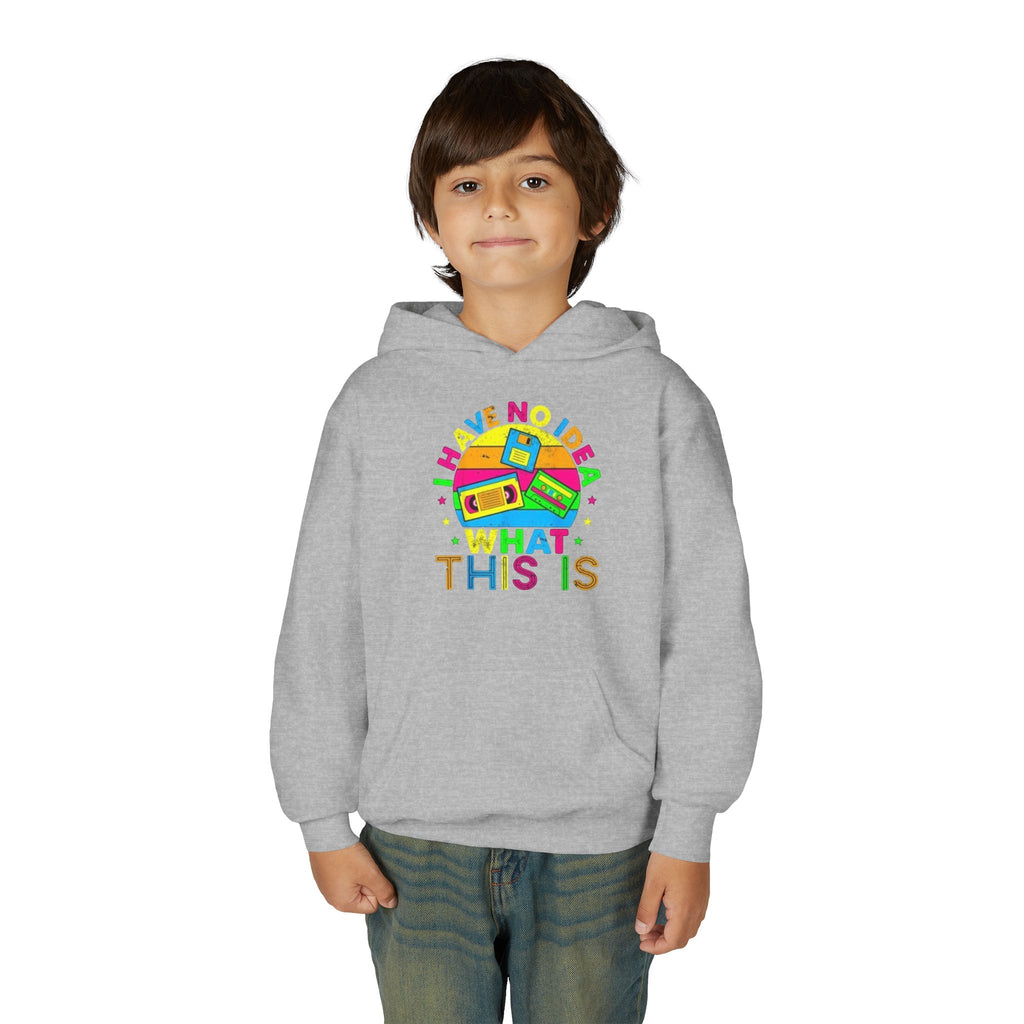 Youth Hoodie — Colorful Retro Cassette 'I Have No Idea What This Is' Graphic
