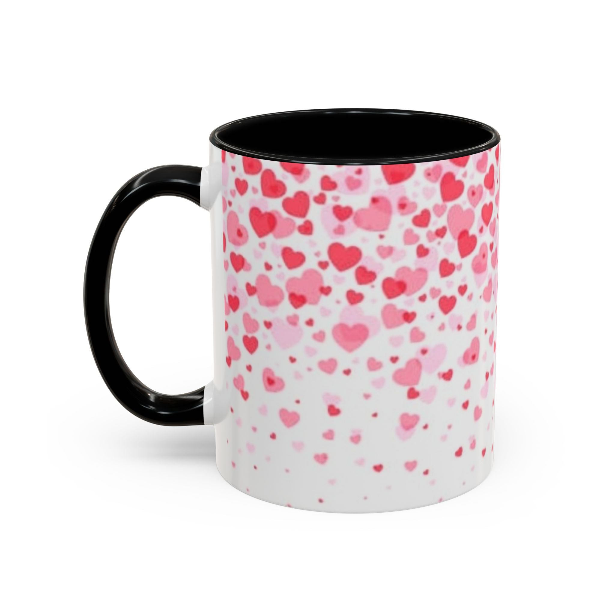 Heart Confetti Accent Coffee Mug — Pink Valentine’s Day Gift (11/15oz)
