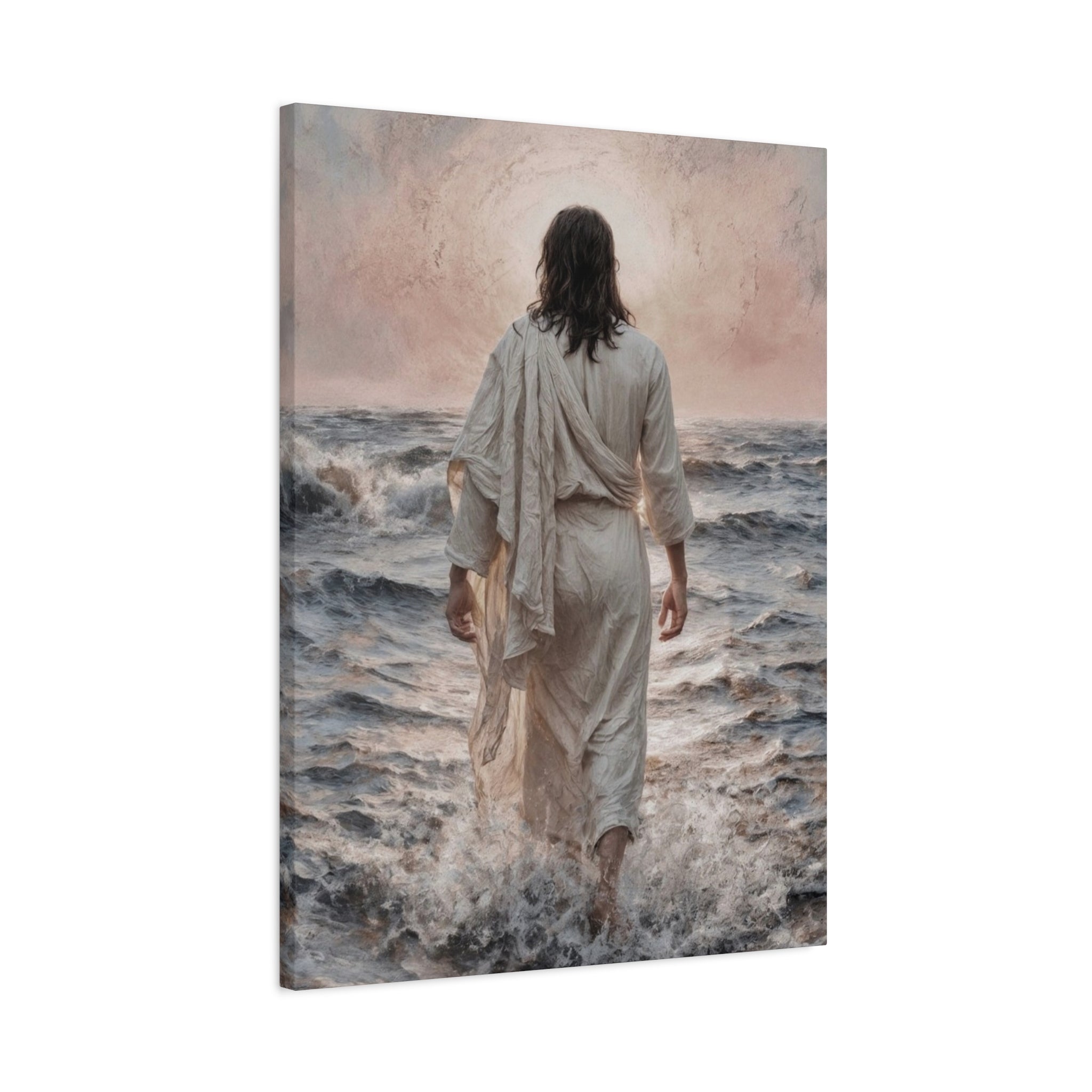 Jesus Walking on Water Matte Canvas Print