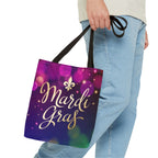 Mardi Gras Tote Bag — Purple Gold Fleur-de-Lis Celebration Tote