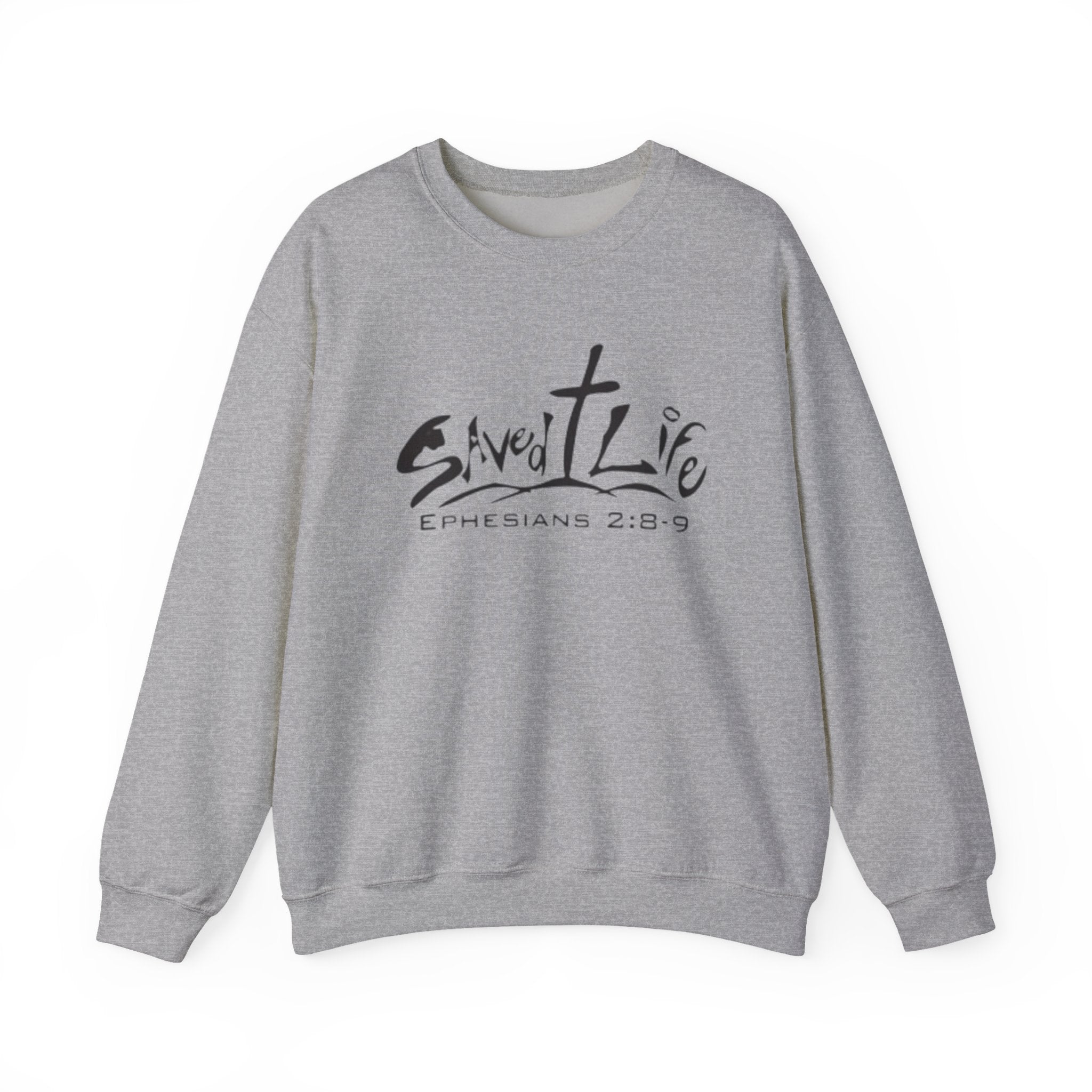 Christian 'Saved Life' Crewneck Sweatshirt — Ephesians 2:8-9 Faith Pullover