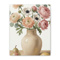 Floral Vase Canvas Wall Art — Pastel Peonies & Ranunculus Stretched Print