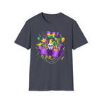 Mardi Gras Carnival T-Shirt — Festive Mask, Beads & Balloon Design
