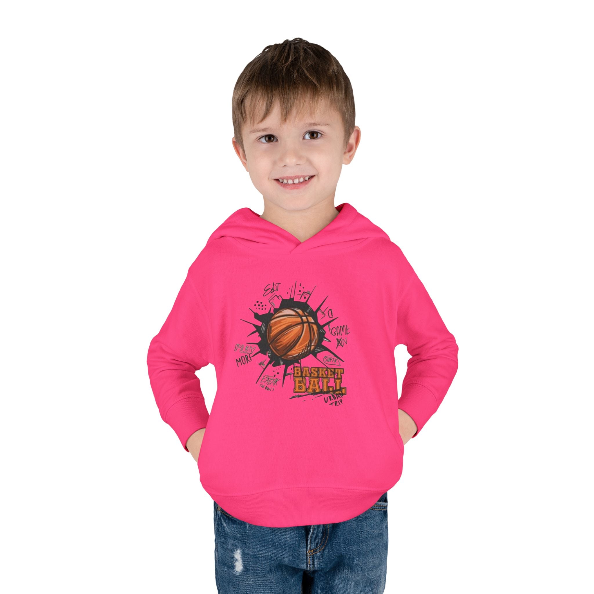 Toddler Basketball Hoodie – 'Ball' Graphic Pullover for Kids