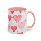 Pink Watercolor Hearts Accent Coffee Mug — Romantic Valentine’s Day Gift