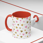 Pink & Gold Heart Accent Coffee Mug — Romantic Valentine’s Tea & Coffee Cup