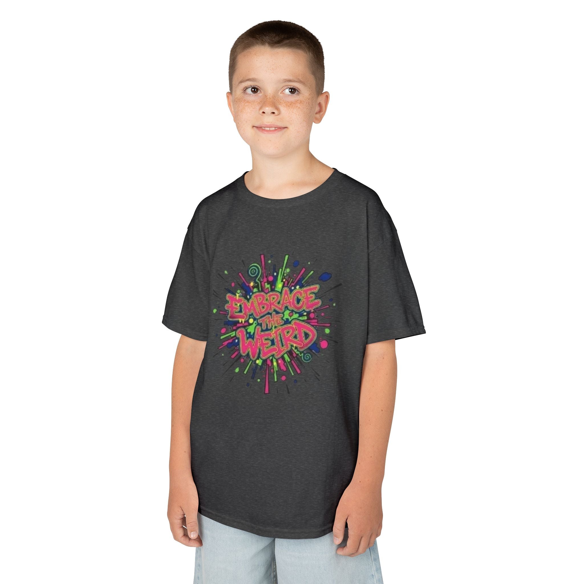 Kids T-Shirt — "Embrace Your Weird" Colorful Splash Graphic