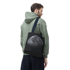 Full Moon Black Tote Bag — Moon Phase AOP Canvas Tote for Night Lovers