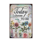 Today I Choose To Be Happy Canvas Wall Art — Floral Dragonfly Inspirational Quote