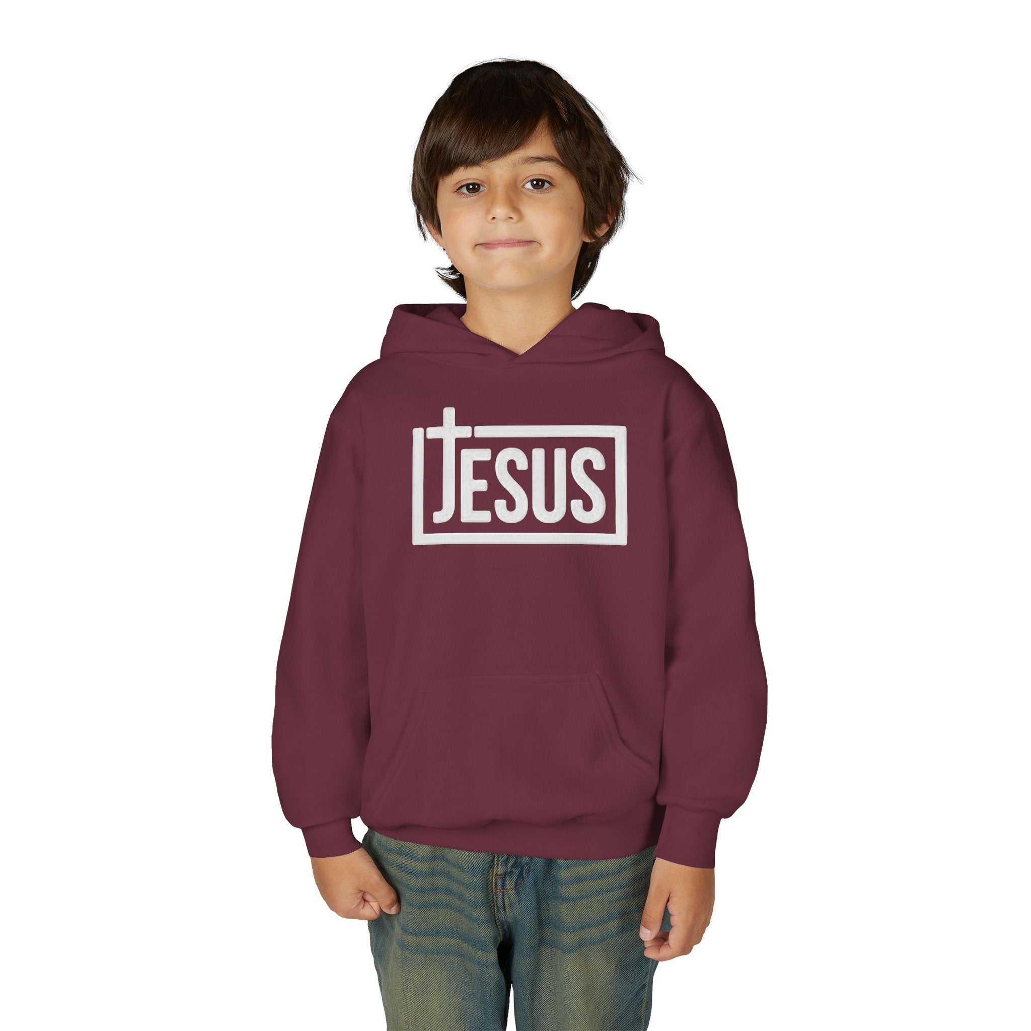Youth Jesus Hoodie — Christian Faith Pullover with Cross Logo