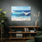 Ocean Waves Matte Canvas Wall Art — Blue Seascape Stretched Canvas