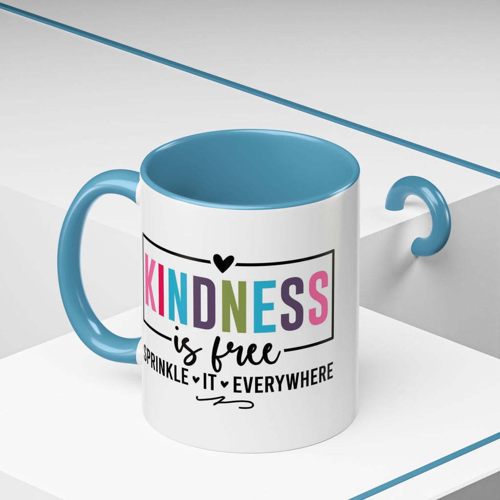 Kindness Is Free Accent Coffee Mug — Inspirational Pink Interior 11/15oz